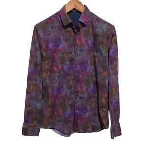Bugatchi UOMO Shaped Fit Abstract Dress Shirt M